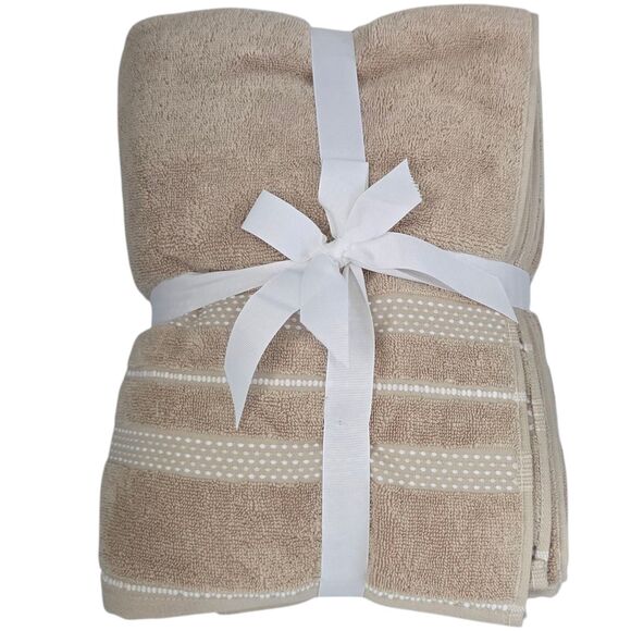 Common Thread 6pc Tan Cotton Towel Set Bath Hand Wash Quick Dry Ultra Absorbent - Picture 5 of 7